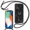 ZhuoFan Handykette für iPhone XS/iPhone X Hülle mit Band, Aesthetic Schmetterling Marmor Muster Verstellbarer Halskette Handyhülle mit Kordel Schwarz Silikon STO?fest Schutzhülle mit Kette