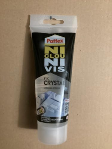 Pattex Ni Clou Ni Vis Fix Crystal (tube de 208 g) – Colle de fixation extra forte pour intérieur et extérieur – Mastic transparent adhérence multi-matériaux