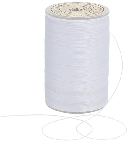 OLYCRAFT Cordoncino in poliestere cerato bianco da 160 m, 0,3-0,4 mm, filo intrecciato per cucito, filo cerato, filo in poliestere cerato, con bobina, per bracciali, collane, creazione di gioielli