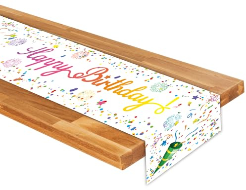 Magiccute Tischdecke Geburtstag Dekoration Schwarz Weiß Partytischdecken Geburtstag Happy Birthday Tisch Deko für Kinder Mädchen Jungen Geburtstag Party Dekoration