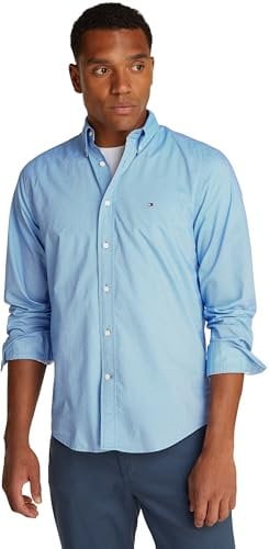 Tommy Hilfiger Chemise Homme Flex Poplin Fake Solid Regular Fit, Bleu (Night Sky Prt), XL