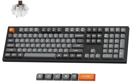 Keychron K10 Max Wireless Custom Mechanical Keyboard, 100% Layout QMK 2.4 GHz Bluetooth Wired White Backlit PBT Keycaps 108 Keys Compatible with Mac Windows Linux