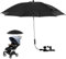 82cm Ombrelle Poussette Universelle, Anti UV 50+ Parasol Poussette Bébé avec Pince Flexible & Bras Réglable, Parapluie de Protection Solaire pour Landau,Fauteuil Roulant,Poussette (noir, 82cm)