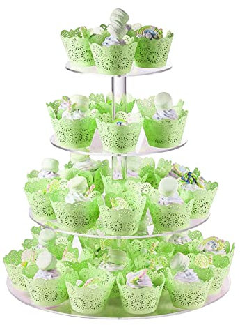 4 Etagen Cupcake Ständer, transparenter Tortenständer Acryl 30.5 cm/ 12 Zoll, Etagere 4-stöckig Cupcake Halter Dessert-Gebäckturm Muffinständer für Hochzeiten, Geburtstage, Mottoparty, Baby-Shower