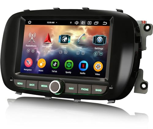 erisin 8-Core 4GB+64GB Android 13 Bluetooth 5.0 Autoradio per Fiat 500X Supporto Senza fili Carplay Android Auto GPS DSP WiFi SWC Dab+ OBD DVR Radio Navigatore IPS Schermo Tattile