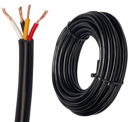 XUEYI 10M KFZ 4x0.75mm² Rundkabel, 12V 24V Fahrzeugleitung/Fahrzeugkabel 4 Adriges Anhängerkabel, Flexibles Elektrischer Verlängerungskabel, 4 poliges Kabel für Anhänger