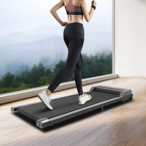 MEELRYD Laufband für Zuhause, klappbares Walking Pad, Tischlaufband bis 1-6 km/h, Walking Machine bis 100 kg, mit LED-Anzeige, Mini-Laufband für Home Office (Grau)