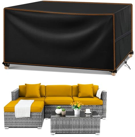 MUPAS Abdeckung Gartenmöbel Winterfest Wasserdicht 420D Oxford Gewebe Abdeckplane Gartenmöbel für Gartentische Terrassenmöbel Outdoor-Tisch Rechteckig Schwarz 200 x100 x75cm