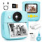 Kids Camera Instant Print, 1080P kids camera with 32GB Card & Print Paper, Large Screen Instant Camera Digital Video for Kids Toys Gifts for Boys & Girls Age 3-12 (Blue)