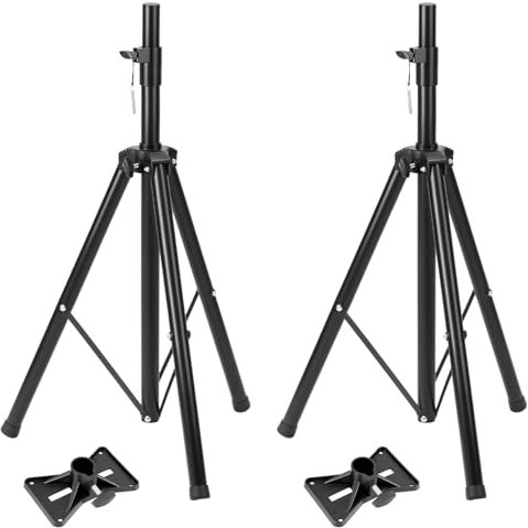 QWORK PA Speaker Stands Pair, 2 Pack Adjustable 39-77 Inches Speaker Stand, Heavy Duty DJ Tripod with Mounting Bracket