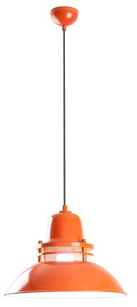 Opviq Industrieller orangefarbener Kronleuchter, Metallkorpus, höhenverstellbar von 34 bis 123 cm, Schirmdurchmesser 34 cm, E27-Fassung, ideal für moderne Räume, Schutzart IP20