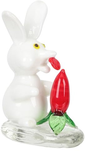 GRIRIW Easter Glass Figurine Miniature Glass Bunny Ornament Für Tischdeko Und Frühlingsdekoration Langlebig Und Platzsparend Für Balkon Und Garten