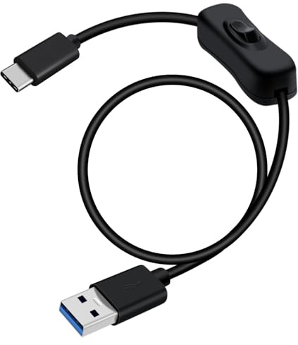 YINGAYOU USB C to USB Cable with Switch Type C Charging Cable with Switch Supports 5Gbps Data and Power Supply, for Laptops, PC, Phone, Car (Black, 0.6m/2FT)