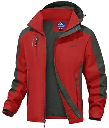 donhobo Regenjacke Herren Wasserdicht Übergangsjacke Outdoor Wanderjacke | Leicht Atmungsaktiv Winddicht Warm Outdoorjacke Fahrradjacke Funktionsjacke mit Abnehmbarer Kapuze