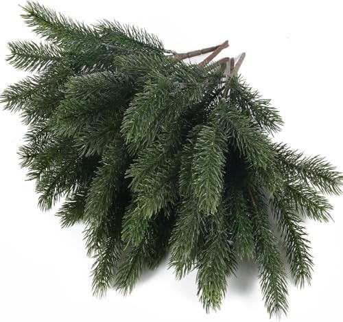 FALSKT 6PCS Rami di Pino Artificiali Natalizie Aghi di Pino Artificiali Foglie Verdi Rami Abete Finto di Natale per Decorazioni Albero di Natale Ghirlanda Fare Lavoretti Fai da Te