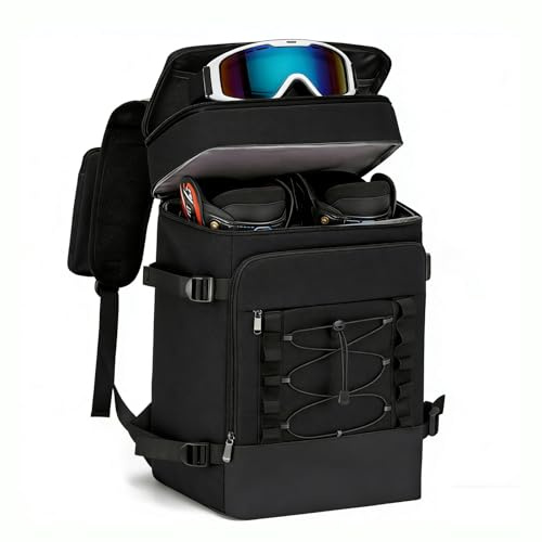 Schwarze Skischuhtasche ,Trennwandgestaltung,wasserdicht und verschleißfest,Tragegriff oben ,mit Umhängefunktion,Großer Stauraum,Für Skier,Snowboards,Helme,Brillen,Skischuhe und Zubehör