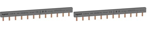 Legrand 404946E Peigne d'alimentation répartiteur bipolaire de 12 modules, 6 appareils, 1 phase, P+N (Lot de 2)