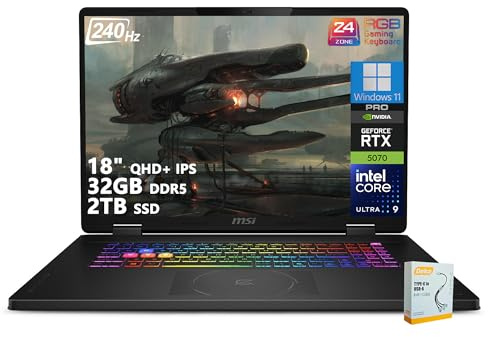 msi Crosshair 18 HX AI Gaming Laptop | 18 QHD+ IPS 240Hz | Intel Core Ultra 9 275HX | 32GB DDR5 2TB SSD | GeForce RTX 5070 (fino a 798 top AI) | RGB retroilluminato Thunderbolt 4 Win11 Pro w/DLCA