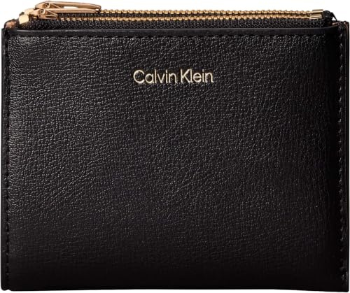 Calvin Klein Damen Kartenetui Foil Logo Zip Klein, Schwarz (Black/Toasted Coconut), Einheitsgröße
