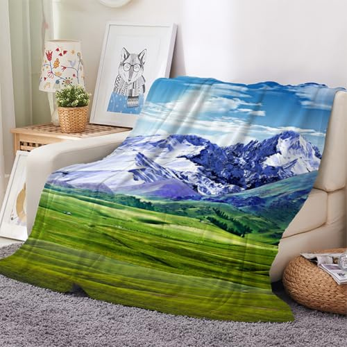 3D Kuscheldecke Berg Flanelldecke 130x150 cm Mikrofaser Leicht Flauschige Weich Warme Teenager Decke Berg Wohndecke für Bett Sofaüberwurf Tagesdecke（Stil 127-2）