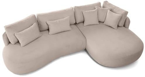 MW EURO-MEBLE Ecksofa Jacobs MINI - Wohnlandschaft, Polstersofa, Polstercouch (Rechte Seite - Beige: Fredo 10)
