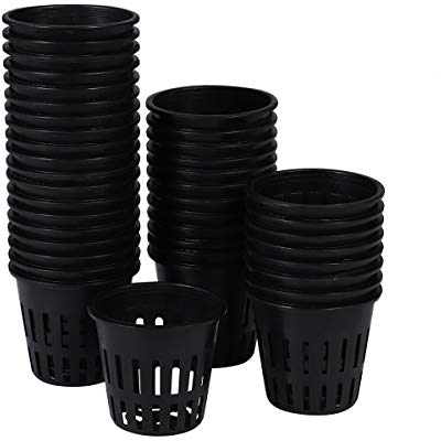 Yardwe 40PCS 2 Inch Garden Net Cup Pots Plastic Hydroponics Net Pot Bucket Basket for Hydroponics Supplies (Black)