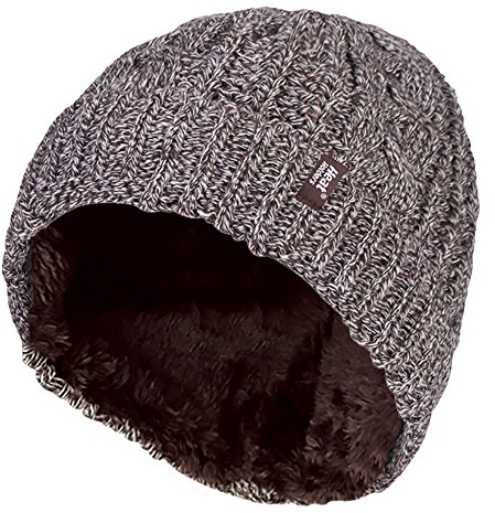 HEAT HOLDERS - Damen Innen Fleece Winter Warm Zopfmuster Beanie Strickmütze mit Umschlag (Kitz (Tor), One Size)