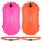 JOTO 2 Bouées Nage Eau Libre, Bouée de Natation avec Ceinture Ajustable et Sangle, Entraînement en Toute Sécurité, Pull Buoy Visible comme Base de Repos, Écologique et Durable–Orange Magenta