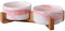SP SEMPRE + Bols pour chiens et chats en céramique relevés avec supports en bambou, bols relevés en céramique avec supports en bois (doubles 15,5 cm, marbre rose)