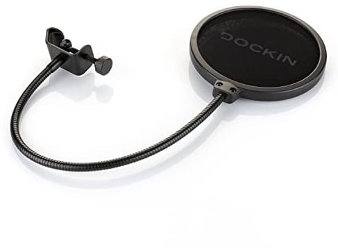 DOCKIN® Mikrofon Popfilter/Windschutz für USB Mikrofone (Podcasts, Stimm- & Instrumentalaufnahmen), Mikrophon Zubehör kompatibel Mikrofon, RØDE Mikrofon/Razer Mikrofon/TONOR Mikrofon