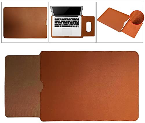 15 Inch Laptop Sleeve Bag with Adjustable Laptop Stand, Ultra-slim Lightweight Case/Water-Resistant PU Leather Computer Tablet Carrying Bag/Pouch Skin Cover for Acer/Asus/Dell/Lenovo (Brown, 15 inch)