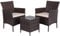 Yaheetech Balkonmöbel Set 3-teilig Poly Rattan Gartenmöbel Gartensitzgruppe Polyrattantisch und 2 Stühle mit Sitzkissen, Braun