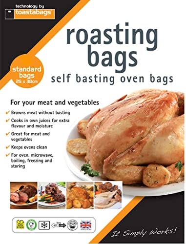 Lot de 8 sacs à rôtir Flavour Seal pour four et micro-ondes, parfaits pour rôtir poulet, poisson, viande, dinde et légumes - Sacs moyens