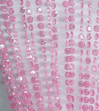FlavorThings 34 Stränge Kristallperlen-Vorhang für Tür, Raumteiler, Party, Hochzeit, Mädchen, Kinder-/Schlafzimmer-Deko, Diamantschliff, Perlenvorhang (schillerndes Pink, 91 x 183 cm)