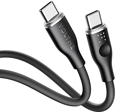 VOLTME Câble USB C vers USB C 1,0m Noir, Cable USB C 2.0 de Charge 3A 480 Mbps PD Charge Rapide Cordon USB-C et Câble USB-C Compatible avec Android MacBook Pro iPad Air Galaxy Samsung