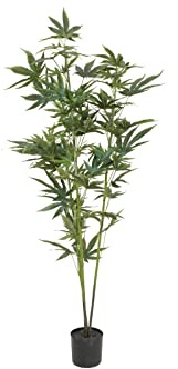 EUROPALMS Hanfpflanze, Kunstpflanze, 120cm | Künstliche Cannabispflanze für Dekorationen