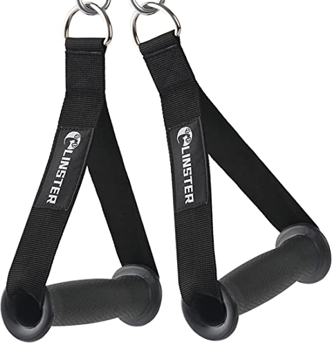 LINSTER 2 Stück Einhandgriff für Widerstandsbänder Fitnessbänder Silikongriffe mit Massiven ABS, Kabelzug Griffe Latzug Griff Ideal für Workout am Seilzug, kabelzugstation oder Kraftturm