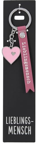 Depesche 11807-092 Vergiss mich nicht Schlüsselanhänger, gezacktes Schildchen aus Leder mit Lieblingsmensch, Pink, inkl. Metallanhänger im Herz-Form mit Emaille