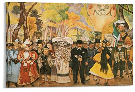 AAOTE Diego Rivera Malerei Kunstposter mit Aufschrift Dream of A Sunday Afternoon in Alameda Park, Poster, Malerei, Leinwand, Wandkunst, Wohnzimmer, Poster, Gemälde, 50 x 75 cm