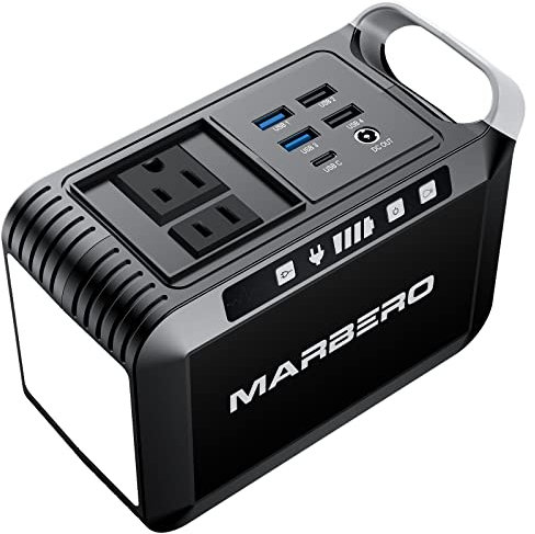 MARBERO Portable Power Bank with AC Outlet, 120W/110V Portable Battery Bank, 24000mAh Charger, AC Outlet Power Supply, Outdoor Camping Power Station
