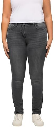 Ulla Popken Jean Skinny Sarah, Slim 5 Poches, Taille Haute Pantalons, Gris Denim, 42W / 32L Femme