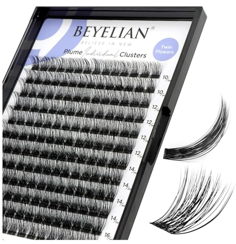 BEYELIAN Pestañas Postizas Cluster Lashes D Curl 168 Pcs DIY Pestañas Individuales Pestañas Postizas Naturales, Pestañas Postizas en Casa Black Super Thin Band Mix DIY Eyelash Extension(703)