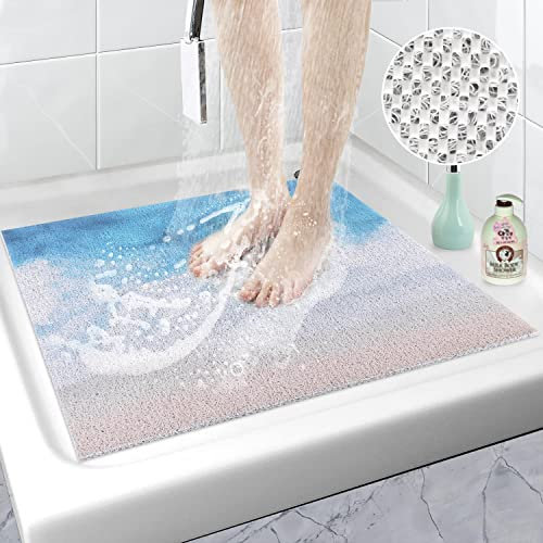 Duschmatte rutschfest 60 x 60 cm | Badewannenmatte Waschbar | Badematte Badewanne Anti-Schimmel | PVC Luffa Antirutschmatte Badewanne