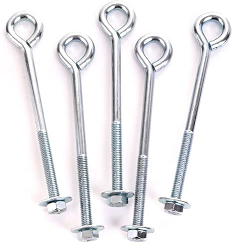 Zinc Plated Eye Bolts with Nuts and Washers M8/ 150MM Strong Wire/Chain Link Fence Support Stainless Steel Lifting Eye Bolts with Nut Washer Ring Bolts with Metric Thread Pack of 5.