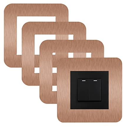 JJWNMLL 4 Pcs Light Switch Cover Plates,Light Switch Surround,Surround Single Light Switch Cover,Switch Sticker Cover,WallFor Home Wall Switch Decoration (Platinum, 8.6cm*8.6cm)