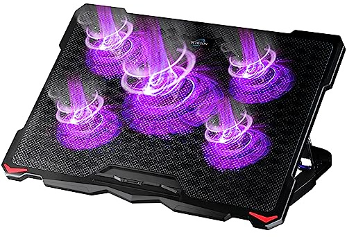 AICHESON Tappetino di raffreddamento per computer portatile da 15,6 a 17,3 pollici, 5 ventole per computer portatili con luci viola tappetino refrigeratore da scrivania, S035