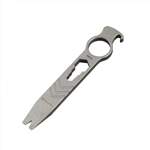 EDC-Multifunktions Brechstange aus Titan mit Flaschenöffner, Schraubenschlüssel, Nagelheber, Fallschutzring und Selbstverteidigungs funktion, ein Sinnvolle Geschenk für Männer/Frauen (Grau)