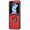 for Samsung Z Flip5 Case Galaxy Z Flip5 Case Leather Shockproof Slim Fit Protective Flip Card Slots Ring Holder Cover for Samsung Z Flip5 Phone Case,Red