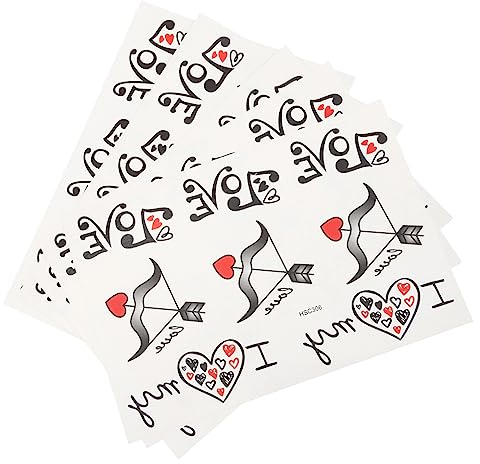 Beavorty 5 Blätter Tattoo-aufkleber Zum Valentinstag Herz Valentinstag Herz Valentinstag Körperaufkleber Gefälschter Herzaufkleber Falsches Herz Amor Hochzeit Papier Liebhaber