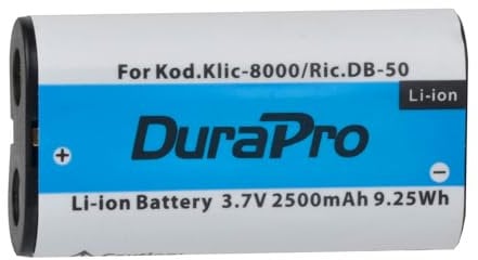 DuraPro 2500mAh KLIC-8000 DB-50 Battery for Kodak Easyshare Zx1, Z612 Zoom, Z885, Z812 IS, Z1012 IS, Z1085 IS, Z1015 IS, Z1485 IS, Z8612 IS, Z712 IS and Ricoh Caplio DB-50 / DB50